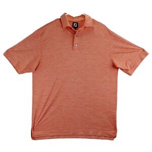 FootJoy FJ Golf Polo Shirt Mens Medium Orange Heathered Short Sleeve Performance